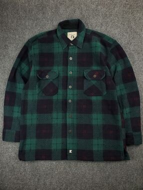 Juneau Flannel Shirt Jacket Mens Large Thick Fleece Button Up Shacket Plaid